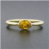 Image 2 : Simple Petite 14k Gold 0.70 ctw Bezel Oval Orange Yellow Sapphire Solitaire Ring