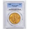 1908 $20 No Motto Double Eagle Gold Coin PCGS MS63