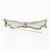Image 4 : Antique Art Deco 14k White Gold European Diamond Open Filigree Bow Pin Brooch