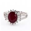 2.90 ctw AFRICAN Ruby and 0.86 ctw Diamond Platinum Ring (GIA CERTIFIED)