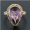 Image 2 : Handmade Vintage 14K Yellow Gold 5.50 ctw Pear Amethyst Ring w/ Twisted Wire Fra