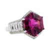 Image 1 : 17.41 ctw Natural Rubellite and Diamond Ring - 18KT White Gold