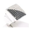 Image 4 : Large 18k White Gold 3.60 ctw Black & White Diamond Square Cushion Ladies Ring