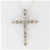 Image 2 : New 14k White Gold 1.52 ctw Fancy Colored Round Diamond Cross Pendant Necklace