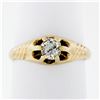 Image 1 : Antique Victorian 14K Gold .40 ctw Cushion Old Mine Diamond Belcher Solitaire Ri