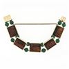 Image 4 : Lucien Piccard 14K Gold Carved Tigers Eye Trojan Green Chalcedony Beads Bracelet