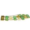 Image 5 : Antique 14k Solid Gold Chinese Large Hand Carved Jade WIDE Link Bracelet