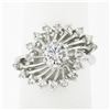 Image 6 : Vintage 14k White Gold 0.80 ctw Round Diamond Solitaire Spray Swirl Cocktail Rin