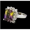 4.48 ctw Ametrine and Diamond Ring - 14KT White Gold