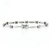 Image 4 : 18K White Gold 7" 1.50 ctw Floral Diamond Cluster & Marquise Bar Link Bracelet