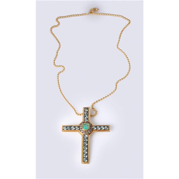 18K Gold Cross Pendant & Necklace by Carlo Rici