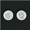 Image 2 : New 14k White Gold .44 ctw Martini Bezel Set Round Brilliant Diamond Stud Earrin