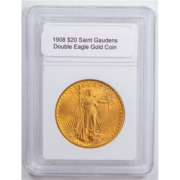 1908 $20 Saint Gaudens Double Eagle Gold Coin