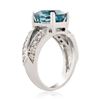 Image 3 : 7.09 ctw Blue Zircon and 0.30 ctw Diamond 14K White Gold Ring
