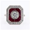 Image 1 : 1.01 ctw Diamond and 2.11 ctw Ruby Platinum Ring (1.48 ctw Diamonds)