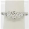 Image 1 : 14k White Gold 1.50 ctw Oval 3 Stone Diamond Promise Engagement Ring w/ Accents
