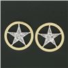 Image 2 : Vintage 18k Gold 2.75 ctw Floating Star Kite Cut Diamond Round Open Stud Earring