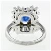 Image 8 : Vintage Platinum 3.43 ctw AGL Cushion Sapphire & Diamond Ballerina Cocktail Ring