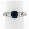 Image 1 : 14K White Gold 1.60 ctw Round Sapphire Solitaire Diamond Milgrain Engagement Rin