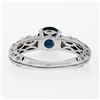 Image 7 : 14K White Gold 1.60 ctw Round Sapphire Solitaire Diamond Milgrain Engagement Rin
