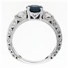 Image 8 : 14K White Gold 1.60 ctw Round Sapphire Solitaire Diamond Milgrain Engagement Rin