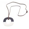 Image 1 : Hermes Dark Brown And Navy Issum Pendant Necklace