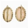 Image 3 : Vintage 14k Gold Oval Cabochon Pink Angel Skin Coral Twisted Frame Drop Earrings