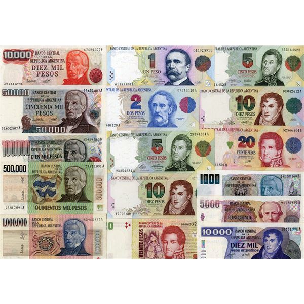 Banco Central de la República Argentina, 1976 to 2003, Assortment of Issued Banknotes