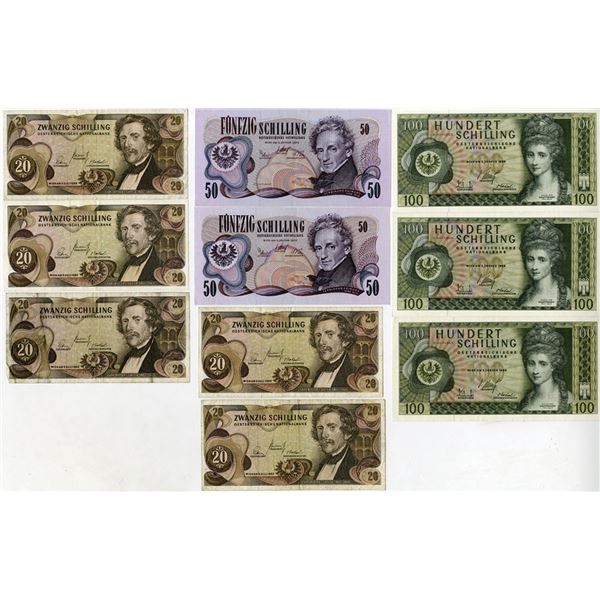 Austrian National Bank, 1968 to 1972, Assortment of Issued Banknotes