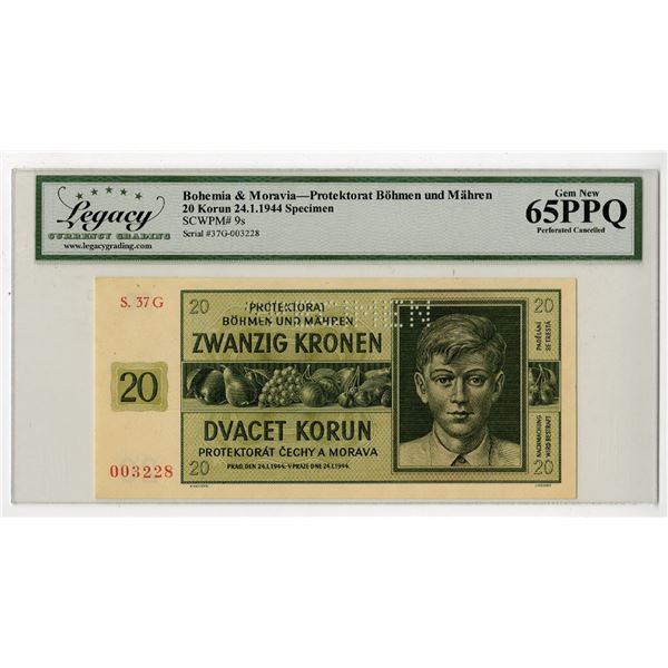 Protectorate of Bohemia & Moravia, 1944, Specimen Banknote