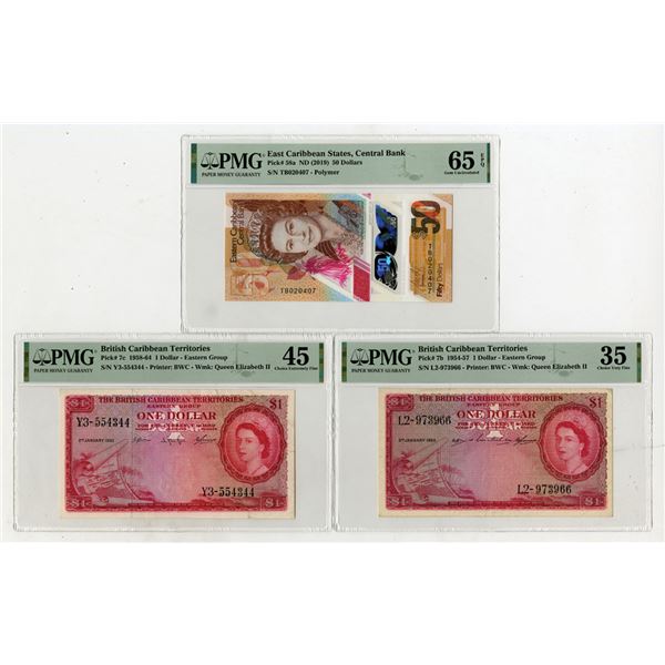 Caribbean Territory Trio of Issued Banknotes, 1954-ND (2019)