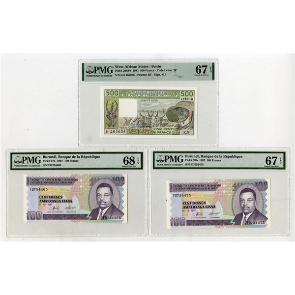 Benin & Burundi, African Assortment of Issued Banknotes, 1981 to 1997