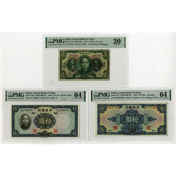 Central Bank of China, 1923 to 1936, Issued Banknote Trio.