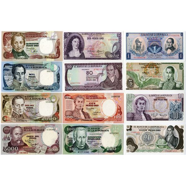 Colombia, Banco de la República, 1968 to 1994, Assortment of Issued Banknotes