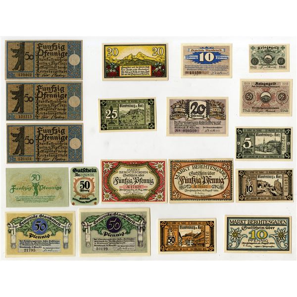 German Notgeld from Berchtesgaden, Berlin, Blankenburg, and Hamburg, ca.1915 to 1921