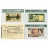 Image 1 : Great Britian and Ireland Trio of Issued Banknotes, (1980-84), and a Single 1865 I/U Stock Certifica