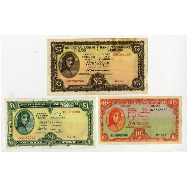 Central Bank of Ireland, 1952 to 1971, Issued Banknote Trio.
