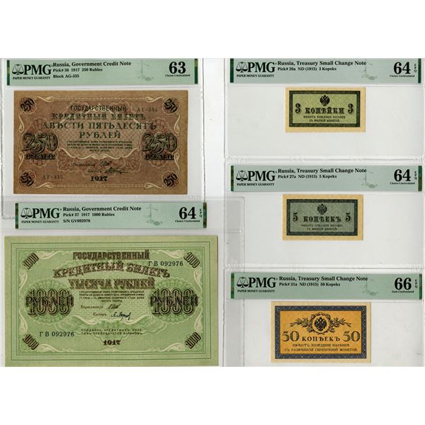 Treasury Small Change Notes & Government Credit Notes, 1915 to 1917, Assortment of Issued Banknotes