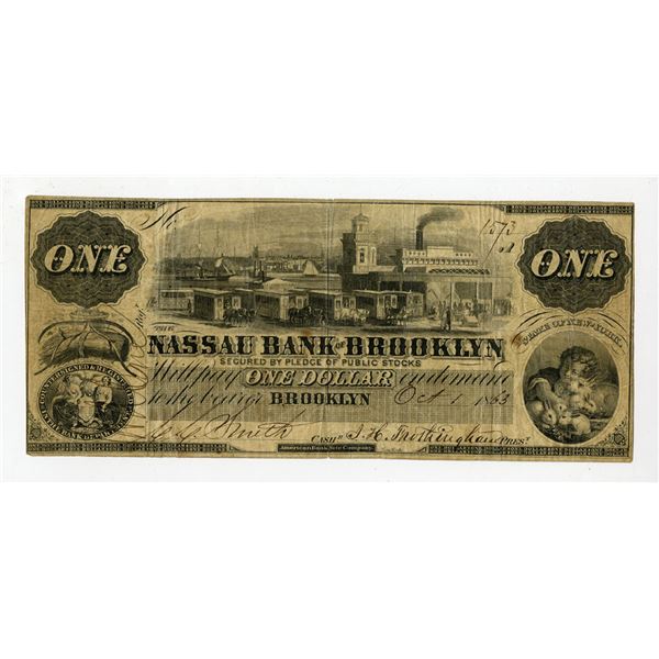 Nassau Bank of Brooklyn, 1863, Issued Obsolete Banknote