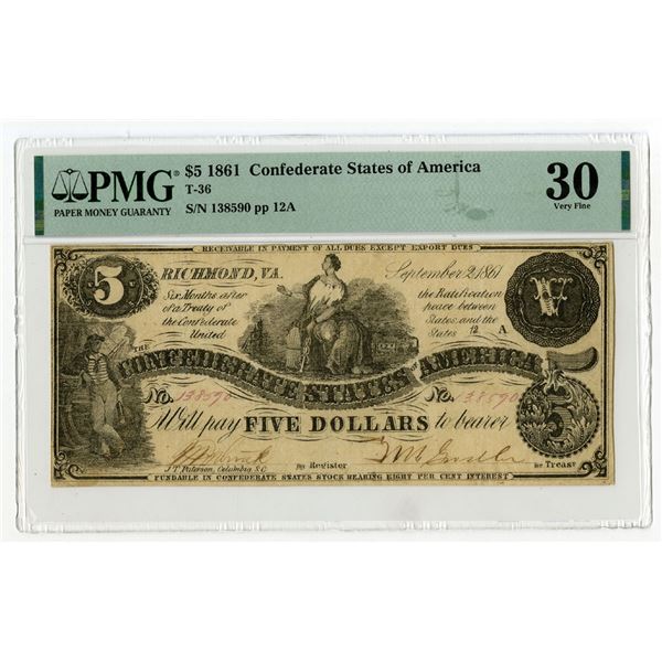 Confederate States of America, 1861, Issued Banknote