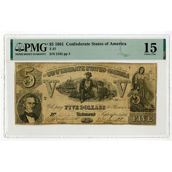 Confederate States of America, 1861, Cancelled Banknote