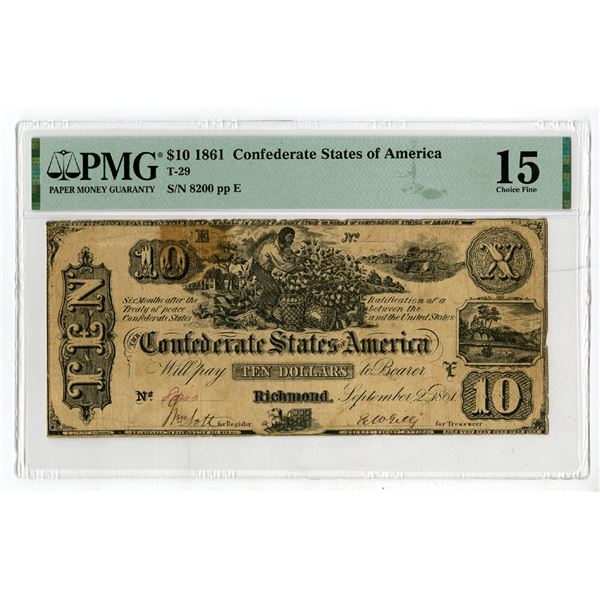 Confederate States of America, 1861, Issued Banknote