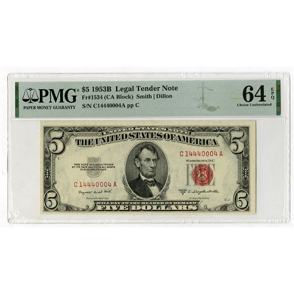 U.S. Note - Legal Tender, Series 1953 B, Issued Banknote