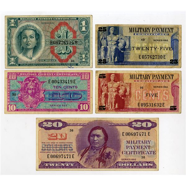 U.S. Military Payment Certificates, ND (1954)-ND (1970), Assortment of Issued Banknotes