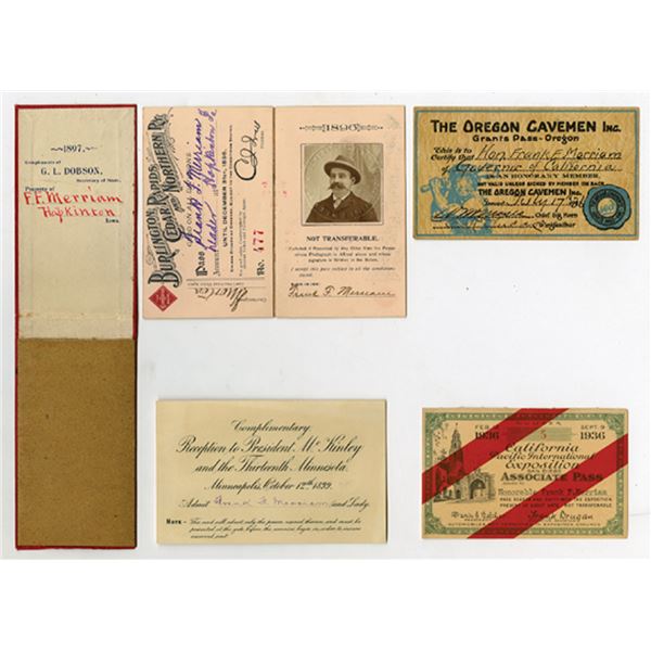 Frank F. Merriam, California Governor in 1932, Assortment of his Political Passes and Ephemera, ca.1