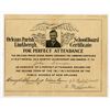 Image 1 : Orleans Parish School Board, Charles Lindbergh Certificate for Perfect Attendance, 1935-36 School Ye