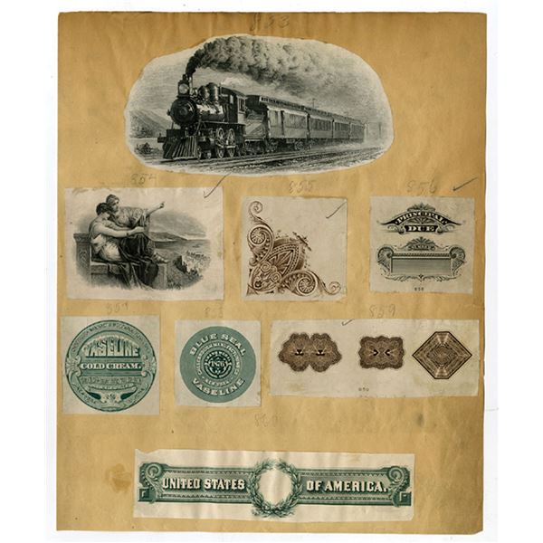 Hamilton Bank Note Co., ca.(1880s), Vignette Record Book Page with 8 Proof Vignettes.