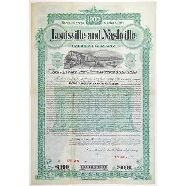 Louisville and Nashville Railroad Co. 1888 Specimen Bond Rarity