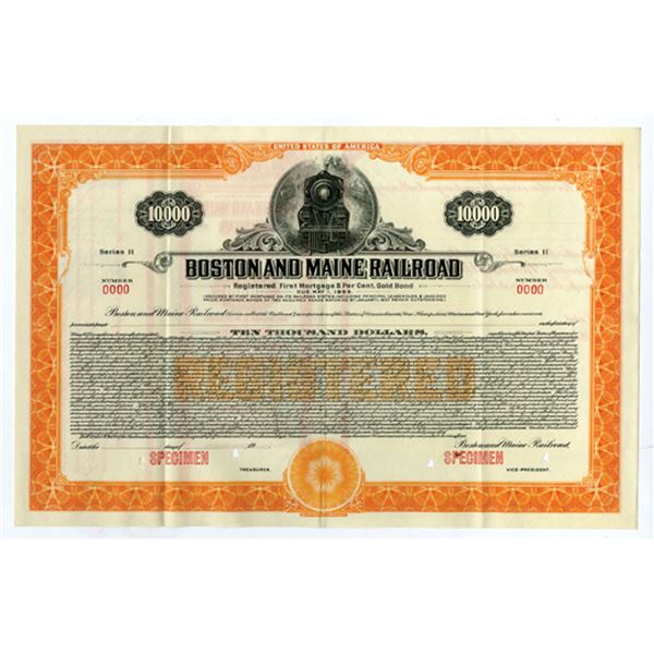 Boston and Maine Railroad, ND (1900-10s), Specimen Registered Bond