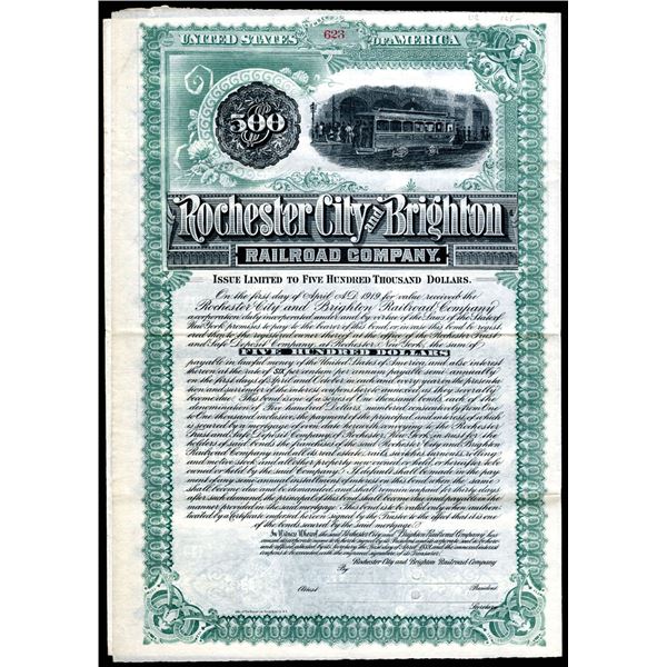 Rochester City and Brighton Railroad Co., 1889 Specimen Bond.